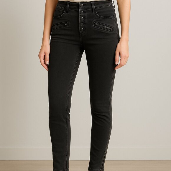Free People Denim - Free People‎ Black Ankle Zip Skinny Jeans